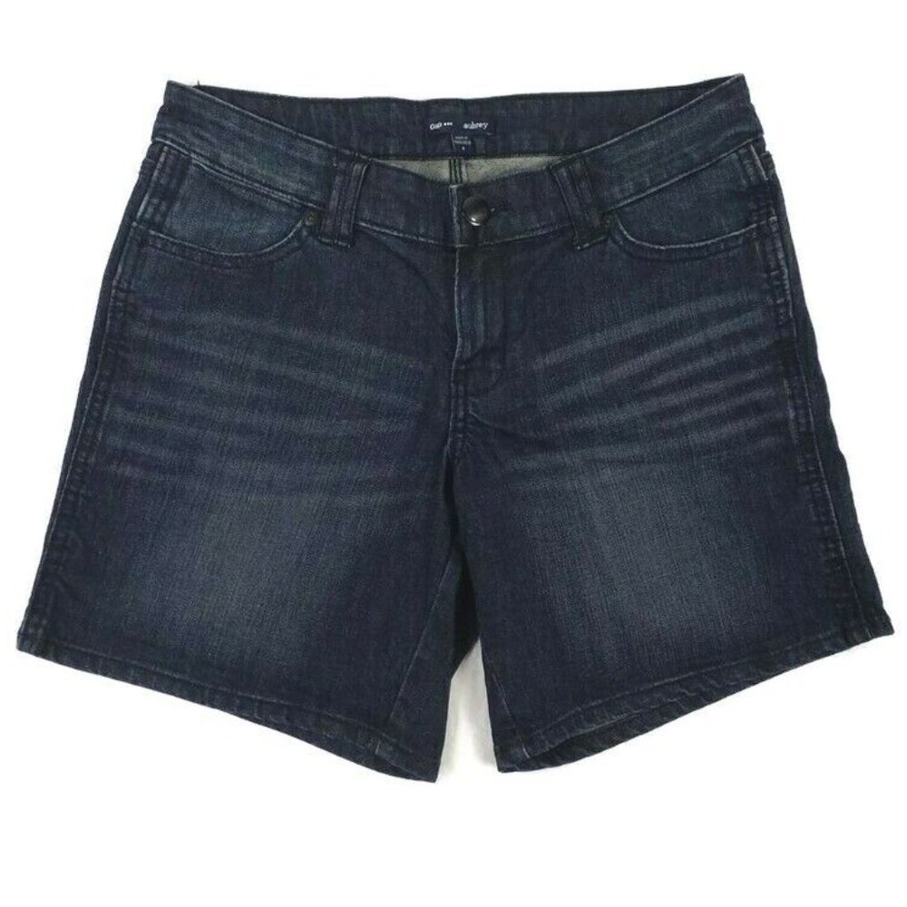 GAP Aubrey Blue Grey Indigo Wash Stretch Denim Shorts Womens Size 4, 30W x 7L